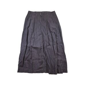 Poetry Linen Maxi Skirt Blue Size 10 Button Pockets